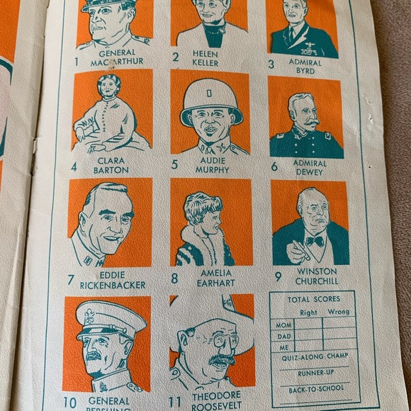 1964 Howard Johnson's "History's Heroes" Kid's Menu Family Quiz-Along Lithograph - Picture 6 of 7
